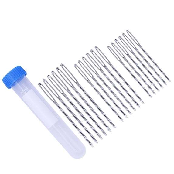 WHAMVOX 18Pcs Hand Sewing Needles for Yarn Embroidery in Silver Carbon Steel