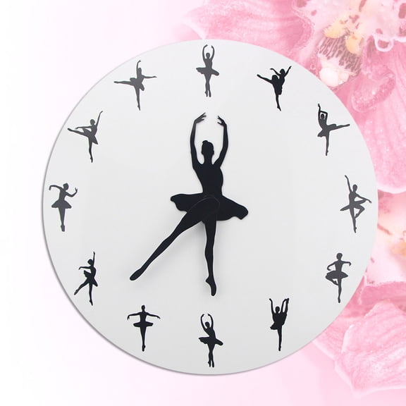 WHAMVOX 1PC Creative Ballet Wall Clock Simple Acrylic Hanging Clock Stylish Wall Decorative Clock DIY Creative Simple Wall Clock for Bedroom Living Room Decor(Black+White Without Battery)