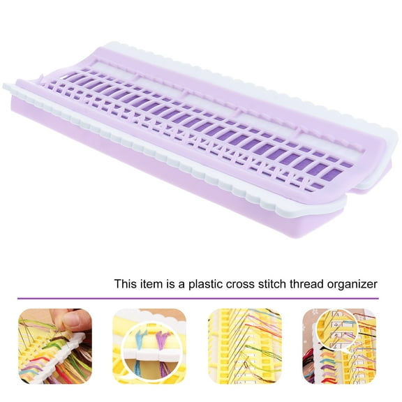 WHAMVOX 1PC Cross Stitch Thread Oganizer Mini Needle Holder Plastic Thread Arranger 50 Holes Cross Stitch Tool for Home (Violet)