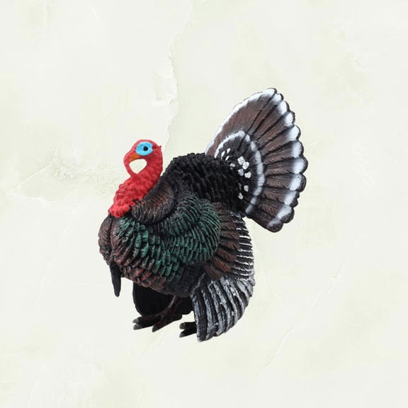 WHAMVOX 1PC Plastic Turkey Model Lifelike Animal Ornament Decorative Craft Room Adornment for Home Hotel