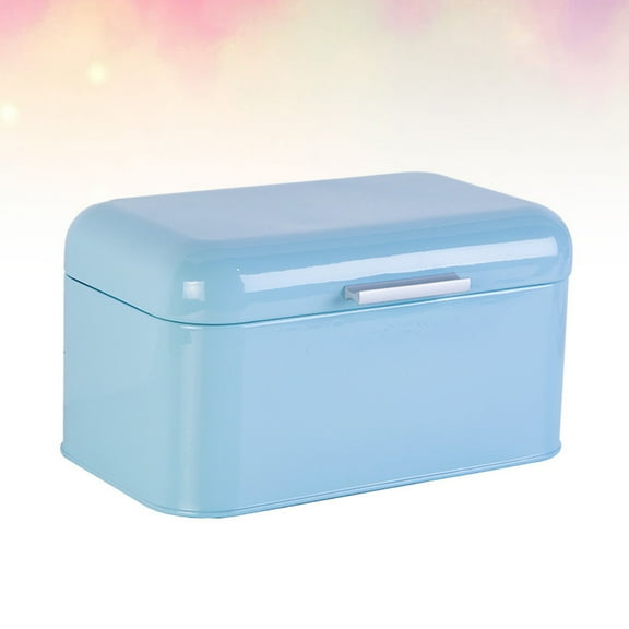WHAMVOX 1PC Vintage Blue Metal Bread Box Iron Storage Jar for Kitchen Desktop Use Creative Snack Bin for Home Cafe