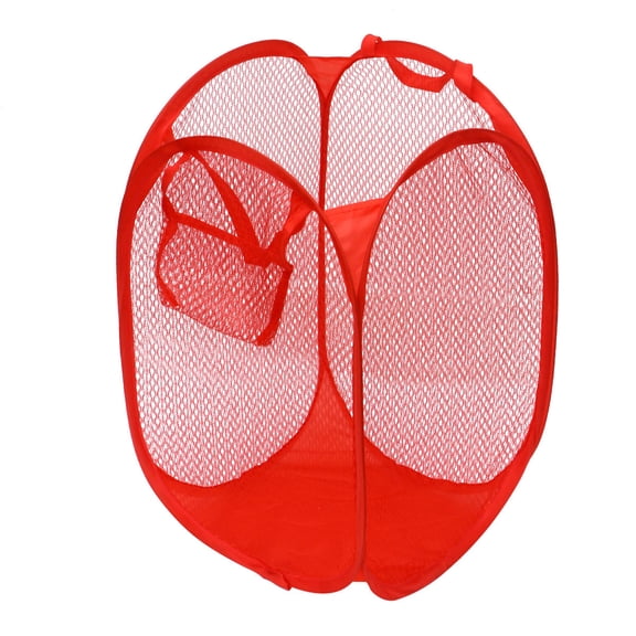 WHAMVOX 1Pack Basket Collapsible Laundry Red Nylon Steel Wire for College Students and Home