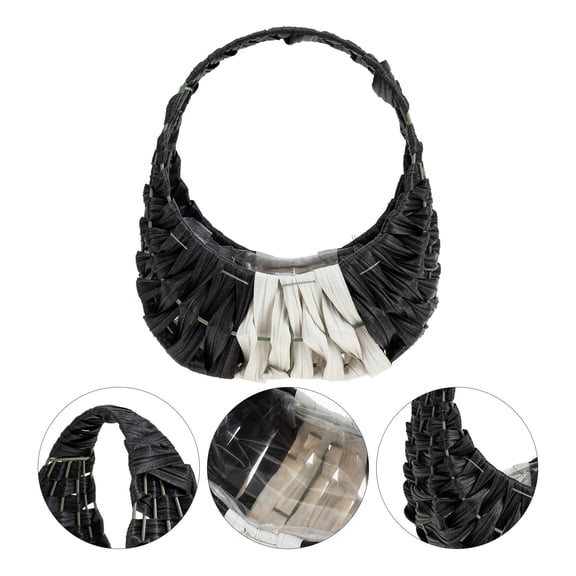 WHAMVOX 1Pack Black Plastic Imitation Rattan Flower Basket Storage Wall Mountable Home Decoration 12Pcs