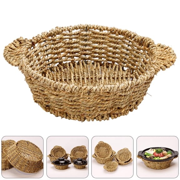 WHAMVOX 1Pack Casserole Basket Assorted Color Straw Material Protect Casserole Prevent Dropping