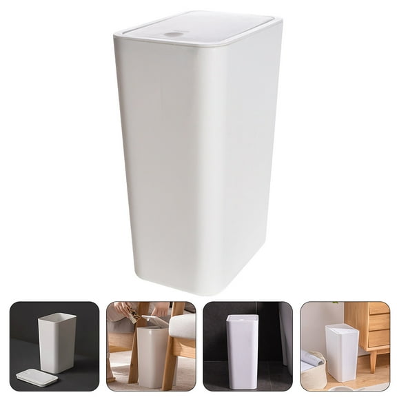 HEANUJJ Modern White Plastic Waste Basket for Bathroom Kitchen Trash Can and Lightweight 1 Set