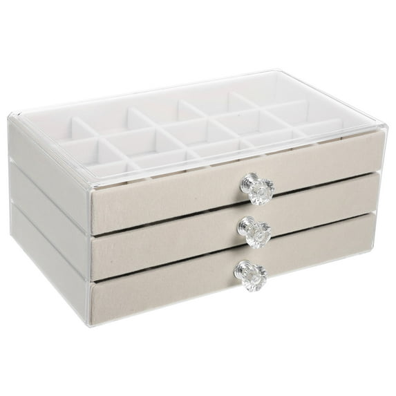 WHAMVOX 1Pack Earring Holder 45 Grids Beige Color Plastic Material For Women Daily Use