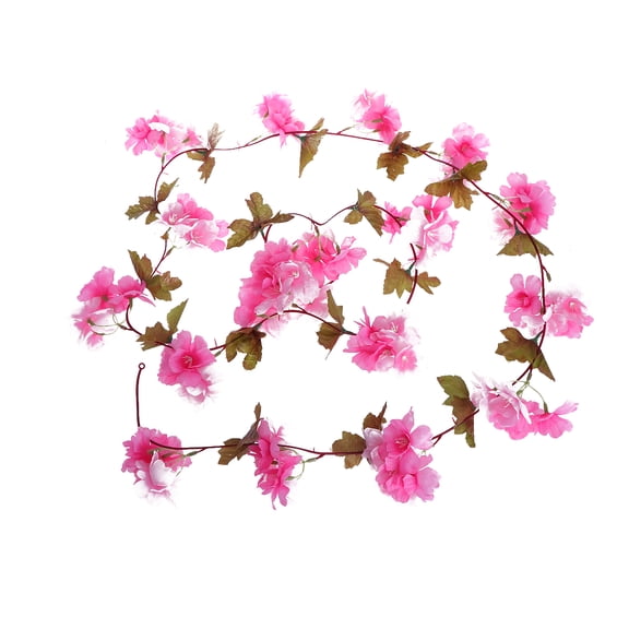 WHAMVOX 1Pack Flower Vines for Decoration Realistic Silk Vine with Leaves in Rose Red for Weddings and Parties