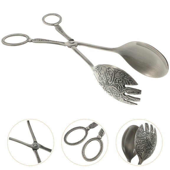 WHAMVOX 1Pack Food Scissor Tong Salad Tongs Servers Zinc Alloy Round Head For Restaurant
