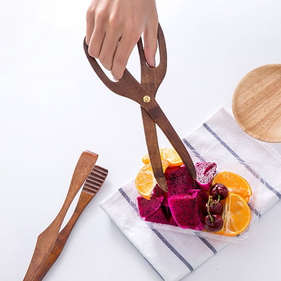 WHAMVOX 1Pack Food Tongs Kitchen Tong Light Brown 11.8x3.3x0.4in For Baking And Roasting