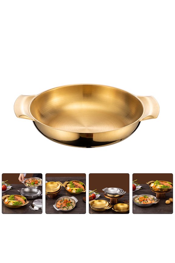 1Pack Kitchen Cooking Pot With Design 8.3x6.3x1.4in Golden Stainless Steel