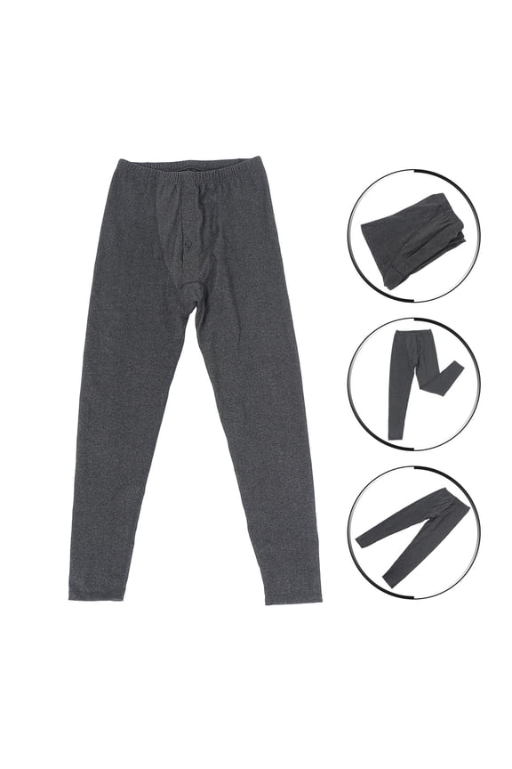 1Pack Men's Fleece Lined Leggings Black XXXL Polyester for Autumn and Winter Warmth Retention