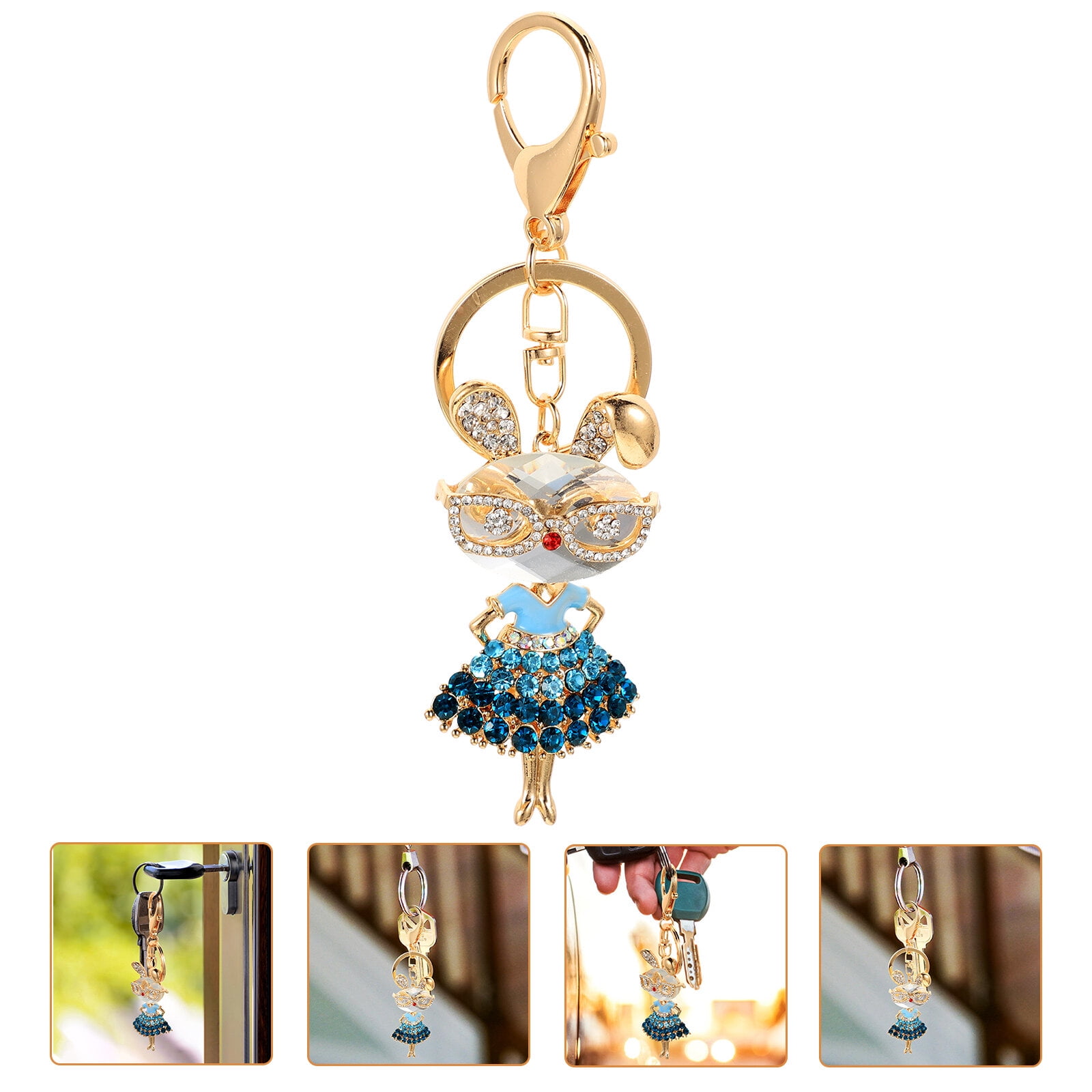 WHAMVOX 1Pack Rabbit Key Holder Blue Metal Bunny Pendant for Kids and ...