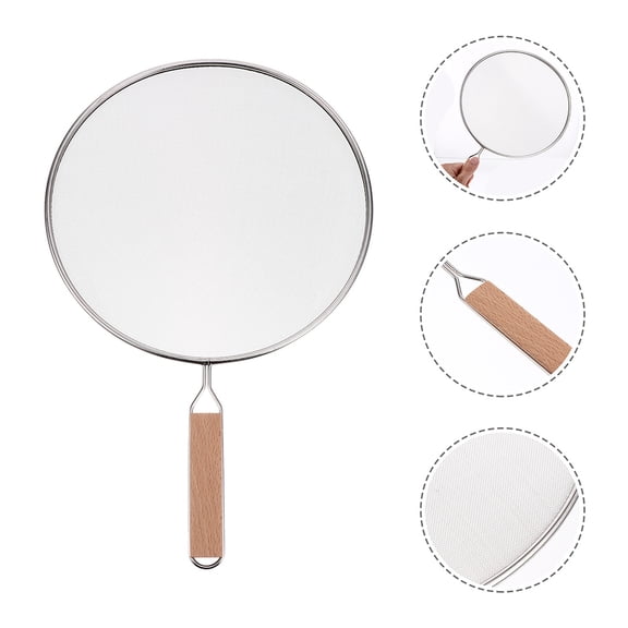 WHAMVOX 1Pack Simple Design Wood and Metal Oil Proofing Lid Prevents Oil Splashing for Frying 33in Diameter