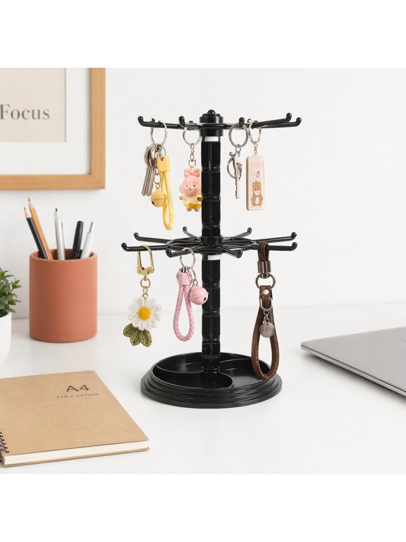 1-Pack Black Table Hanging Stand for Small Accessories, Keys, Hair Ties, Necklace Organizer with Sleek Finish