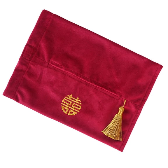 WHAMVOX 1-Pack Decorative Tissue Bag with Red Fabric for Office, Shop, and Wedding Use