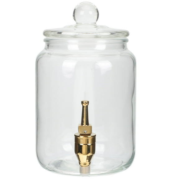 HEANUJJ Multipurpose Round Glass Jar with Copper Lid for Home Use Beverage Storage 1Pack