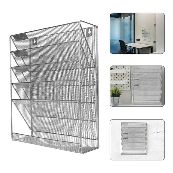 WHAMVOX 1Pack Wall-Mounted File Storage Rack Multi-Layer Magazine File Holder for Dormitory Study 41x32.5in