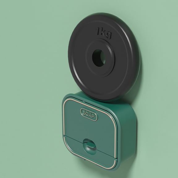 WHAMVOX 1Pack Wallmounted Soap Box Clamshell Shape Green PP for Shower