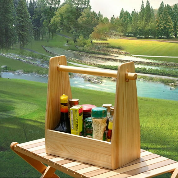 WHAMVOX 1Pack Wood Material Storage Box for Home Use and Picnic with Certified Technology 11.8X10.2X5.5in