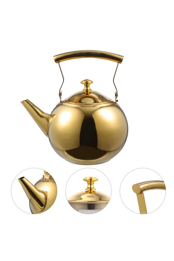 1Pc Boiling Kettle in Golden with Stainless Steel for Home Decor Fit