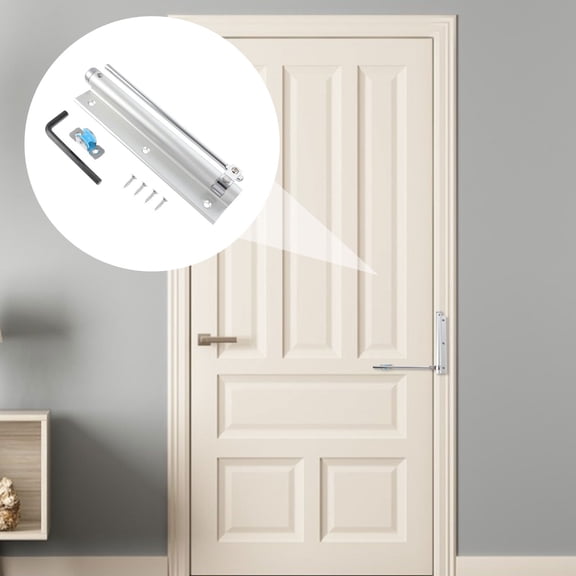 COMPUKAS Heavy Duty Spring Door Closer Silver Tension Adjustable for Home Use 1Pc