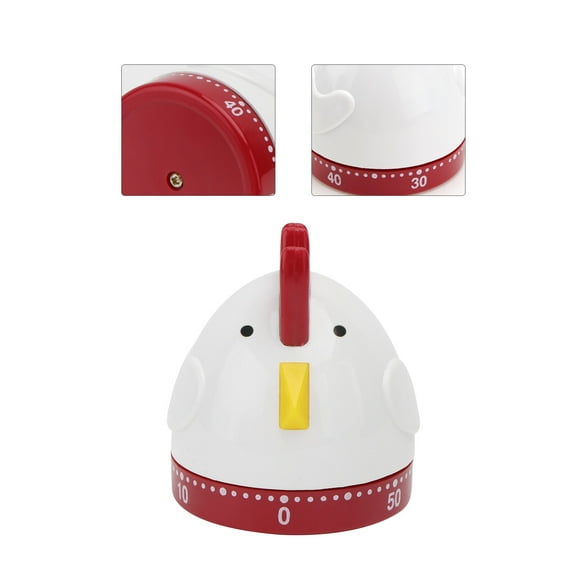 WHAMVOX 1Pc Cartoon Rooster Kitchen Timer Mechanical Home Time Reminder White