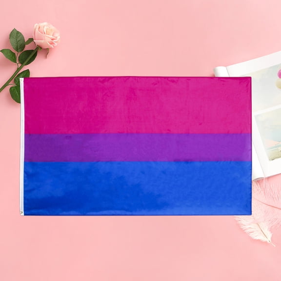 WHAMVOX 1Pc Fashion BISEXUAL Polyester Rainbow Flag Large Durable Outdoor Banner