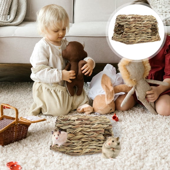 WHAMVOX 1Pc Hamster Straw Hideout Straw Hamster Habitat Grass Hideaway Hut Toy