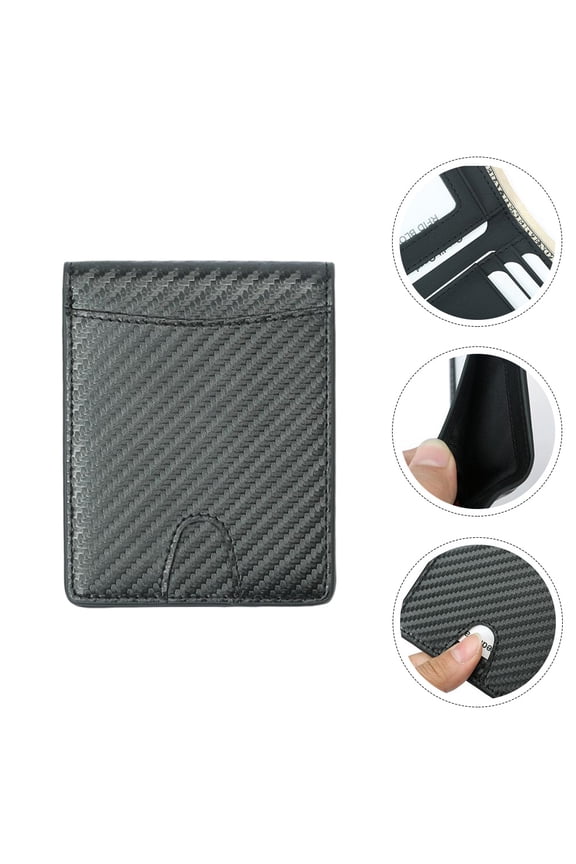 Fashion Slim Wallet Anti Theft Black Carbon Fiber for Storage