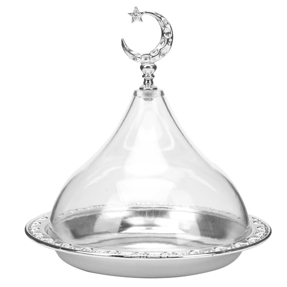WHAMVOX Cookie Plate with Lid, Iron and Acrylic, 6.7x6.7 Inch, 1 Pack for Kitchen and Serving