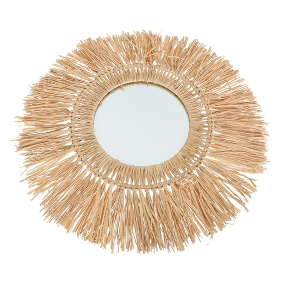 WHAMVOX 1Pc Straw Braid Mirror Living Room Round Wall Mirror Makeup Mirror Dressing Mirror