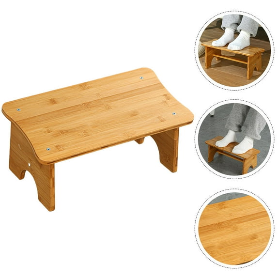 WHAMVOX 1Pcs Beveled Wood Step Stool for Kids and Adults Anti Slip Design