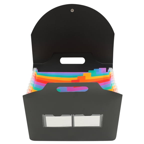 WHAMVOX Black Accordion File Folder for Document Storage and Organization, Easy Access, and Portable Design