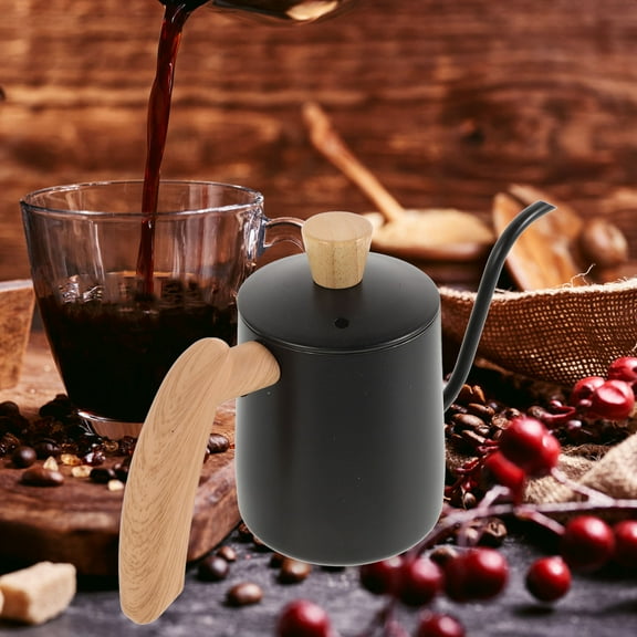 WHAMVOX 1Pcs Drip Coffee Maker with Wood Handle and Gooseneck Spout for Home Coffee Brewing