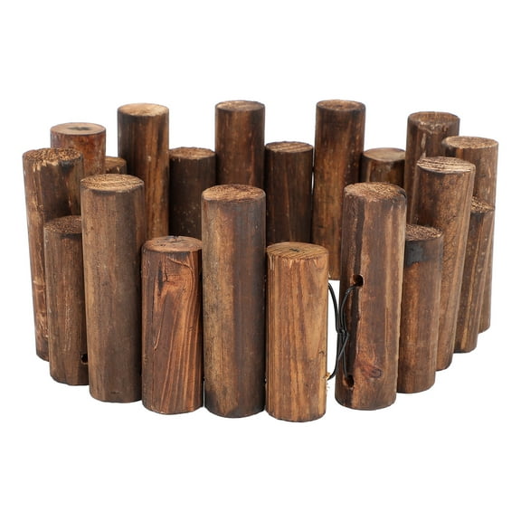 WHAMVOX 1Pcs Garden Wooden Fence for Patio Privacy with Rustic Charm and Round Posts 87.0x5.5x1.6in