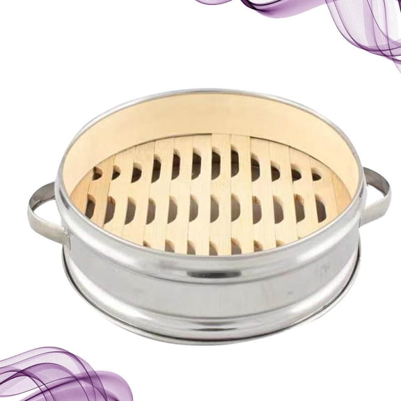 SKISUNO Small Steamer For Cooking Bamboo Steaming Box Two Handles 1Set Water Retention