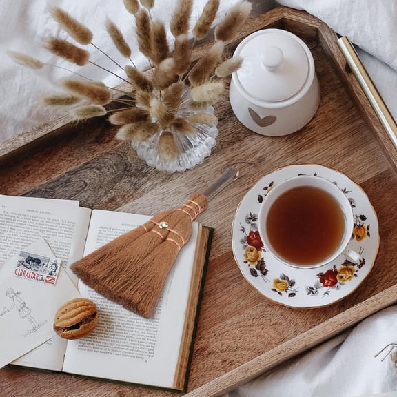 WHAMVOX 1Pcs Mini Hand Broom with Copper Wire for Tea Ceremony