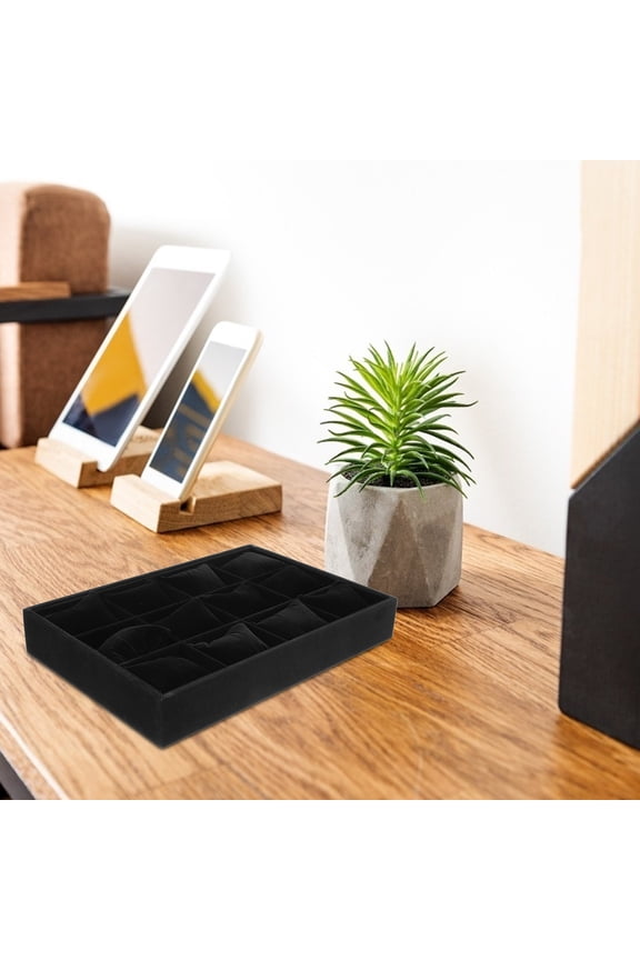 1Pcs PP Cotton Watch Tray Organizer for Men's Personal Use and Retail Displays Black 34.50X24.50X5.00Cm