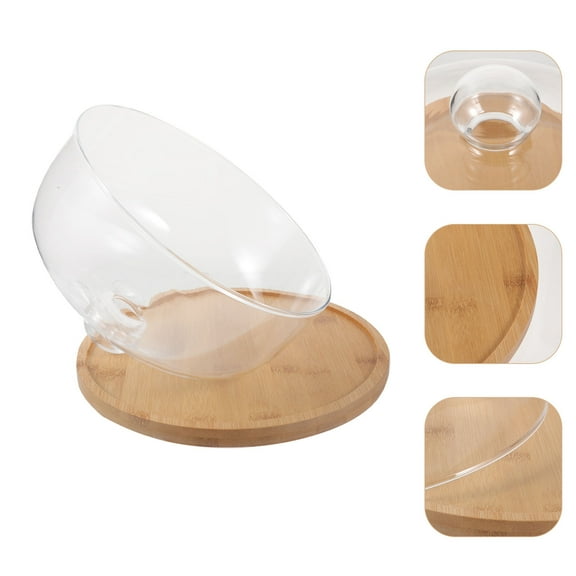 SEWCHICS Glass Rotating Cake Turntable with Wooden Base, Smooth 360 Rotation, Ideal for Baking, Decorating, and Home Events