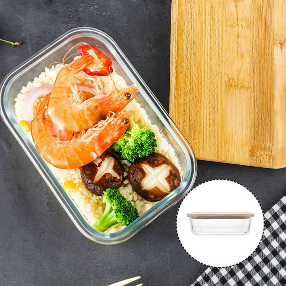 ROMANSENTIAL Transparent Glass Lunch Case for Storage Use with Unique Design and Easy to Carry 7.5"x4.3"x3.1"