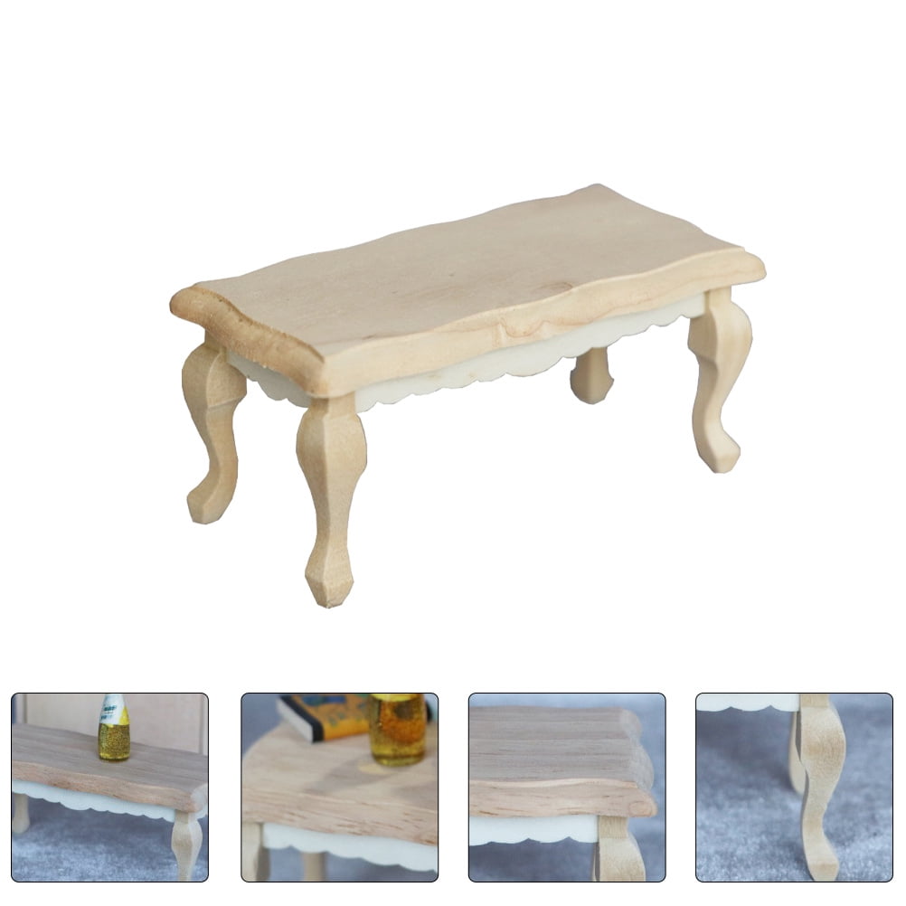 WHAMVOX 1Pcs Wood Mini House Tea Table for DIY Mini House Accessory ...