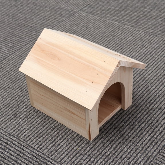 WHAMVOX 1Pcs Wooden House for Squirrel Shelter Beige Triangle Shape Pine Wood Waterproof Durable Garden Use