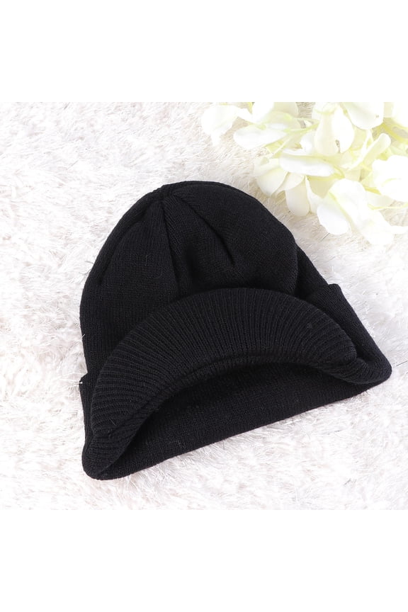 1Pcs Woolen Knitted Hat Curved Shield Visor Breathable For Women Tobogganing