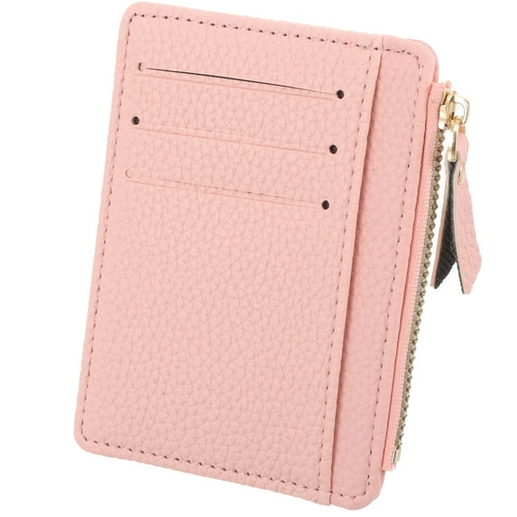WHAMVOX 1Set Mini Wallet for Women Pink Color Compact and Short Type Design with Zipper Closure Ideal for Outdoor Work