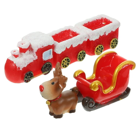 WHAMVOX 1Set Miniature Deer Cart Cute Christmas Ornaments Sturdy Materials