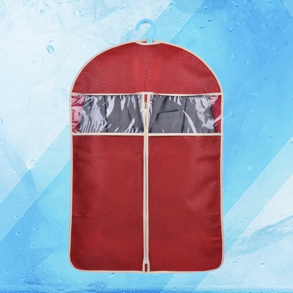 WHAMVOX 1Set Non-Woven Suit Dust Cover Dark Red For Clothes With Self-Correcting Zipper