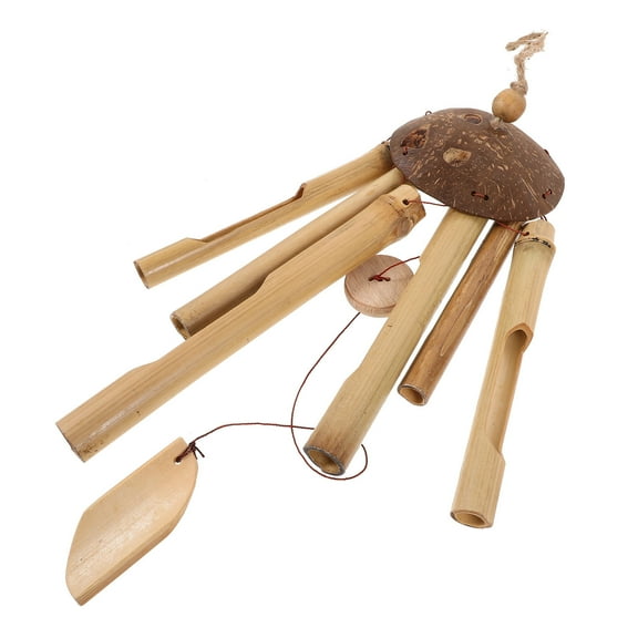 WHAMVOX 1Set Patio Decor Outdoor Accessories Wind Chime Bamboo Coconut Shell 19.7x3.9x3.9in