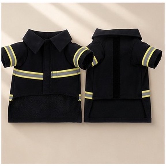 WHAMVOX 1Set Pet Dog Clothes Firefighter Uniform Shape Black Coat Fine Workmanship Costume