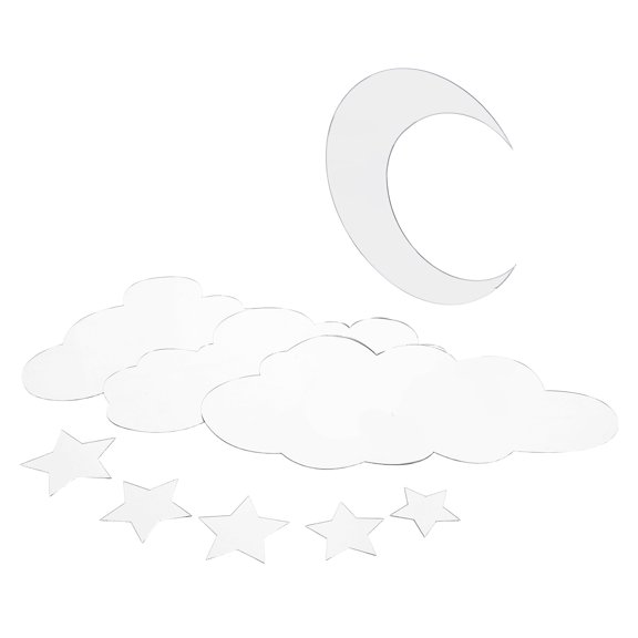 WHAMVOX 1Set Removable Acrylic Cloud Shape Mirror Wall Sticker for Home Decor