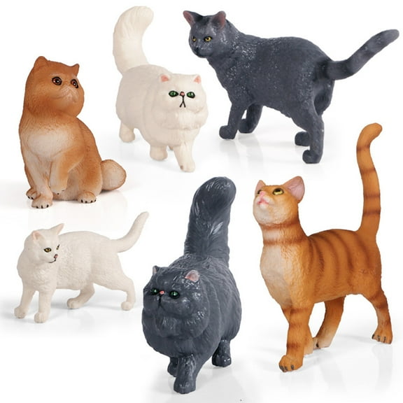 WHAMVOX 1Set Simulation Cat Figure White PVC Cat Statue Ornaments Realistic Design Home Decor Artistic Reference